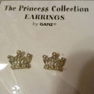 Small crown earrings silver with small crystals